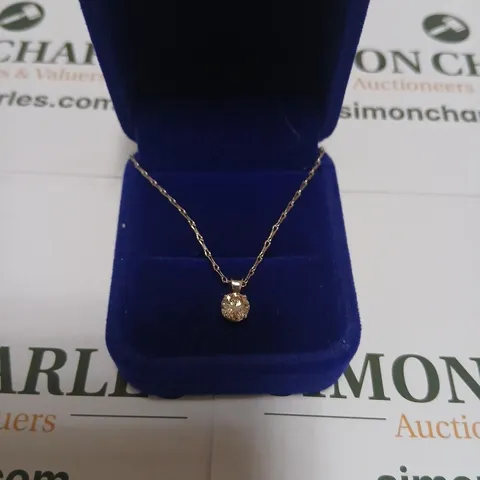 18CT WHITE GOLD PENDANT ON CHAIN, SET WITH A NATURAL DIAMOND