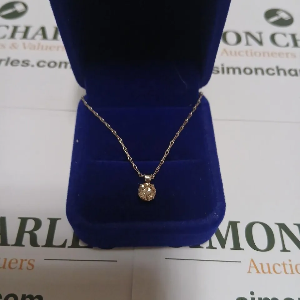 18CT WHITE GOLD PENDANT ON CHAIN, SET WITH A NATURAL DIAMOND