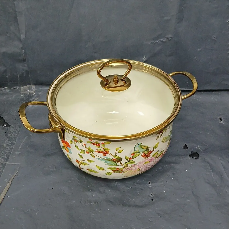 FLORAL PRINT COOKING POT WITH LID