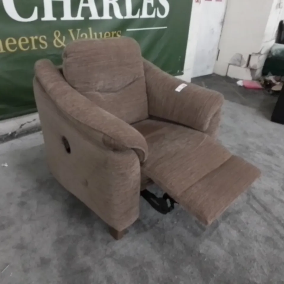 DESIGNER G PLAN MADE JACKSON VICTORIA GINGER FABRIC MANUAL RECLINING ARMCHAIR
