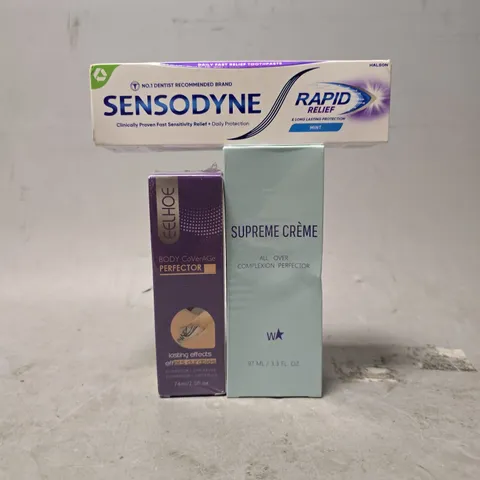 APPROXIMATELY 15 ASSORTED HEALTH & BEAUTY ITEMS TO INCLUDE - EELHOE BODY COVER AGE PERFECTOR , SUPREME CREME ETC