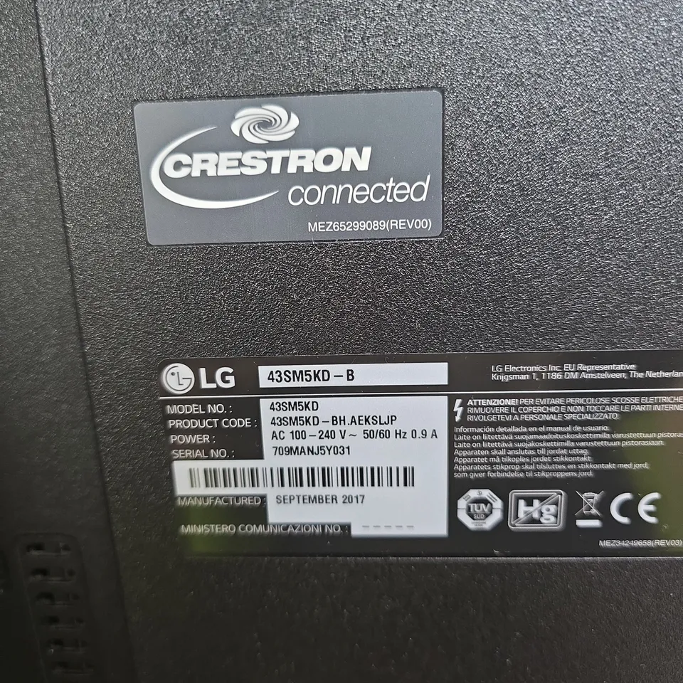 LG 43SM5KD-B 43-INCH SIGNAGE DISPLAY WITH WEBOS SIGNAGE