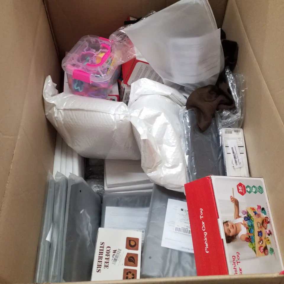 PALLET CONTAINING ASSORTED PRODUCTS INCLUDING 24" MONITOR, FISHING CAR TOY, SPORTS TOWEL, DAILY DAIRY, FOLDING EGG POACHER & BEACH SUN HAT