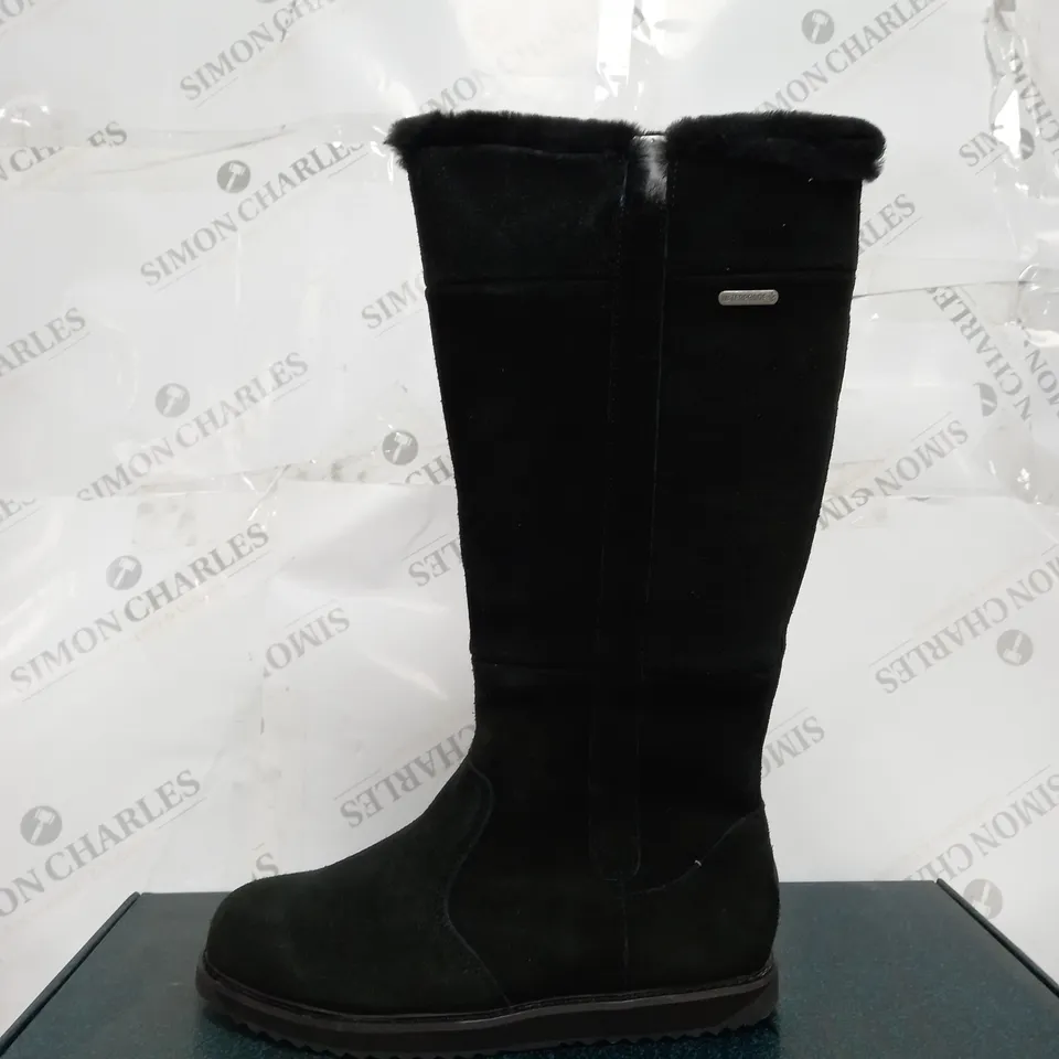 EMU AUSTRALIA "MOONTA" WATERPROOF KNEE LEATHER BOOTS - UK SIZE 7 - BLACK 