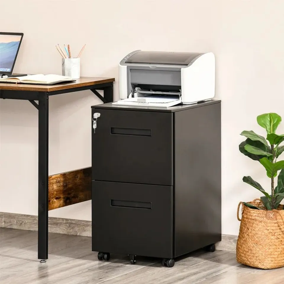 BOXED BILSKI 39CM WIDE 2-DRAWER MOBILE FILE CABINET (1 BOX)