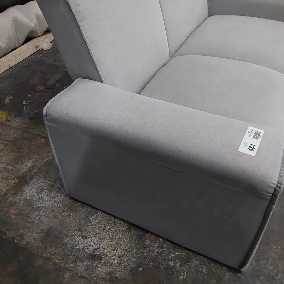 DESIGNER TWO SEATER SOFA LIGHT GREY FABRIC 