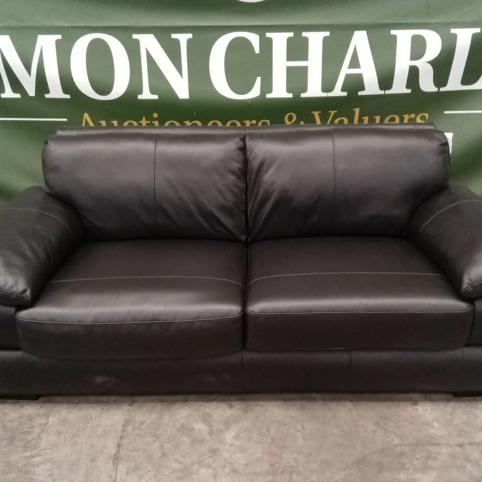 MARLOW 3 SEATER LEATHER SOFA - BLACK RRP £1399