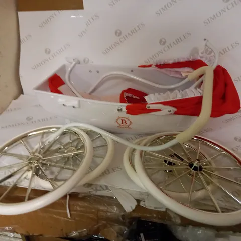 BELLA ROSA CARRIAGE DOLL PRAM BUNDLE - RED