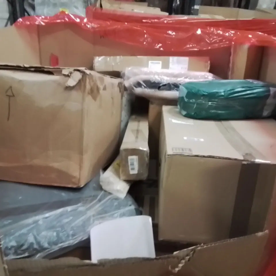 PALLET OF ASSORTED HOUSEHOLD GOODS AND PRODUCTS TO INCLUDE;WATER SPRAY MOP,RETRACTABLE SAFETY GATE,MOSQUITO NET 