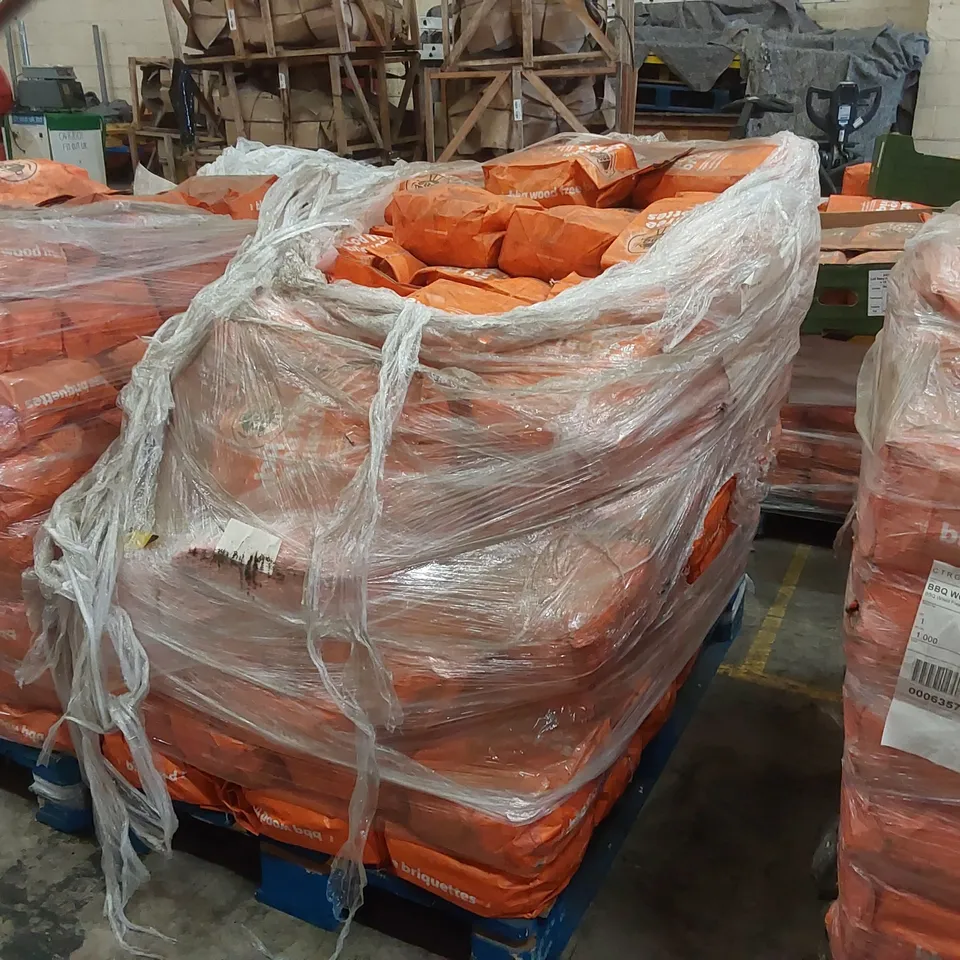PALLET CONTAINING A LARGE QUANTITY OF CHARCOAL BRIQUETTE BAGS 