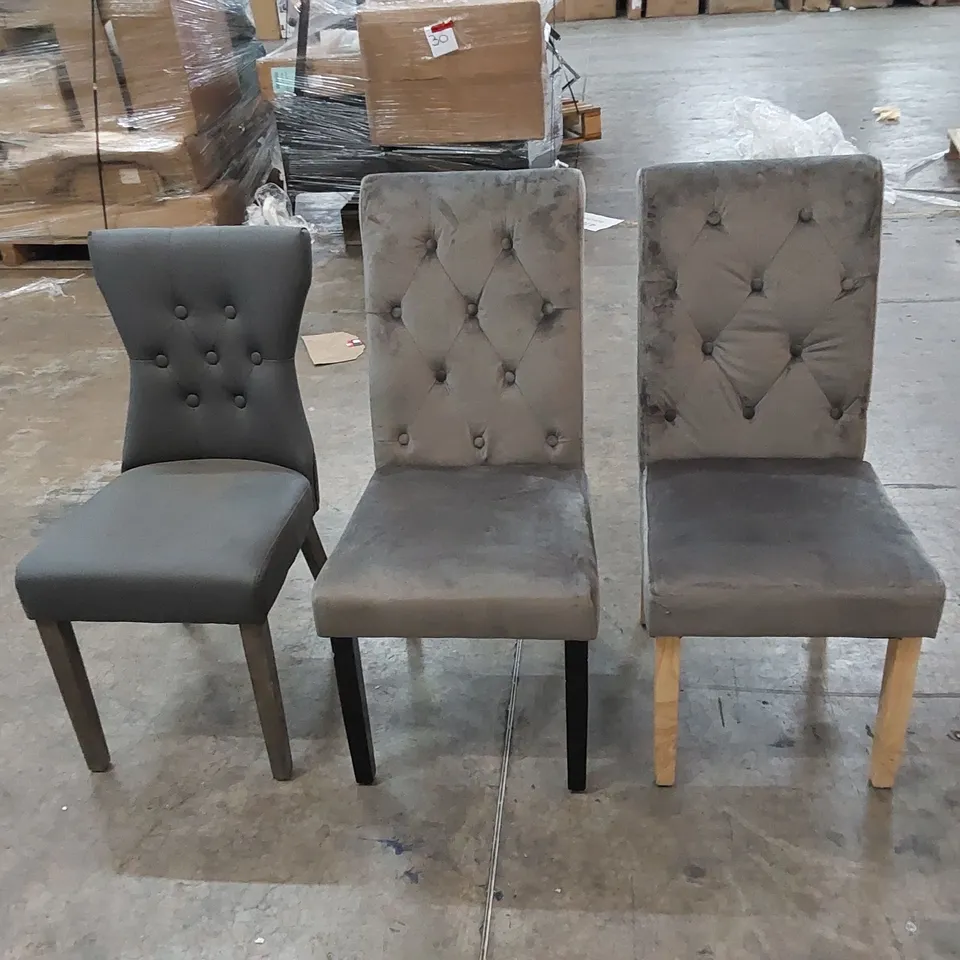 3 X ASSORTED UPHOLSTERED DINING CHAIRS 