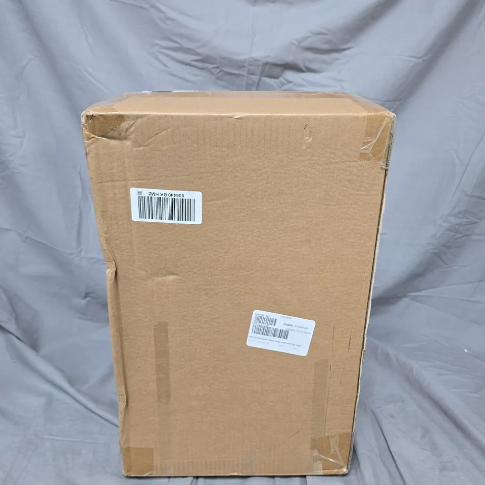 HOME STORIES MERCURY GLASS LARGE LANTERN WITH RICE LIGHTS