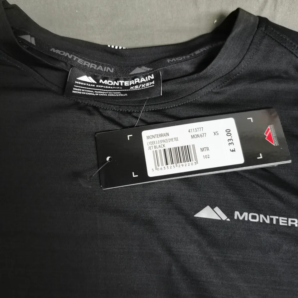 MONTERRAIN LYDER 3.0 SPACE DYE TEE – JET BLACK, UK XS