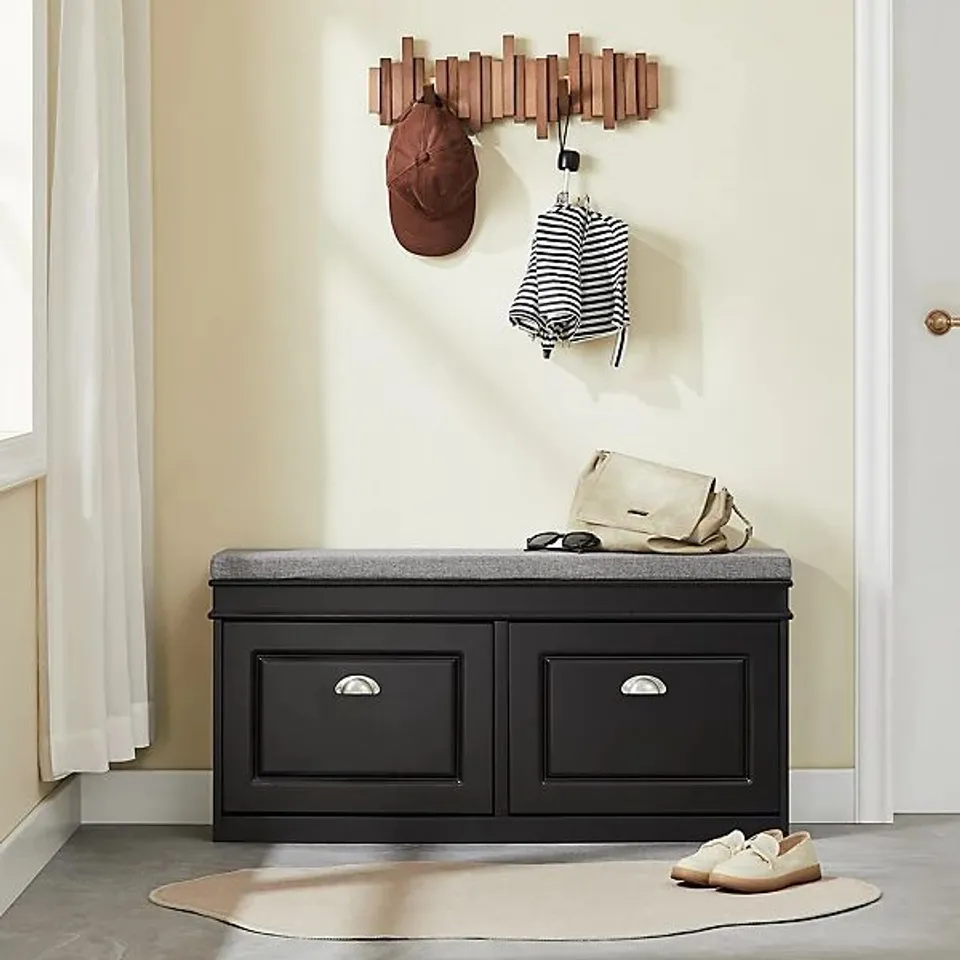 BOXED SOBUY SHOE STORAGE BENCH WITH 2 FLIP-DRAWER