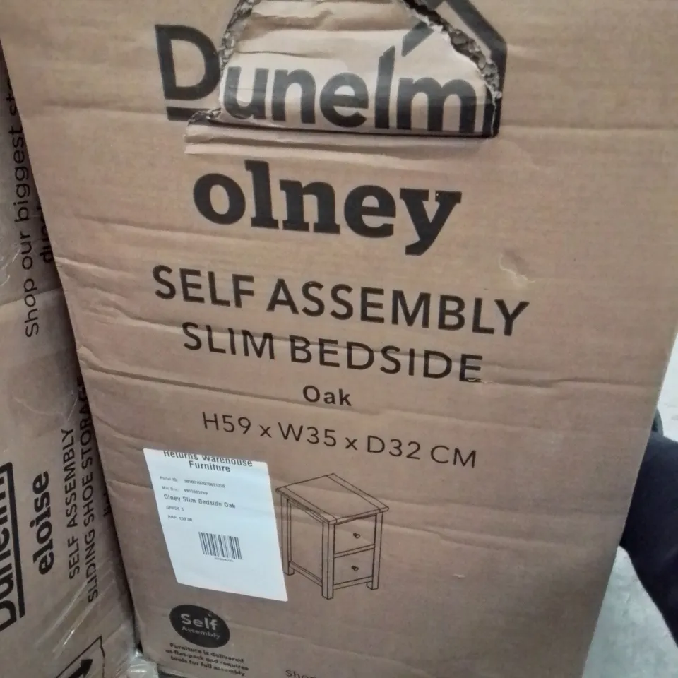 Boxed Olney Slim 2 Drawer Bedside Table 