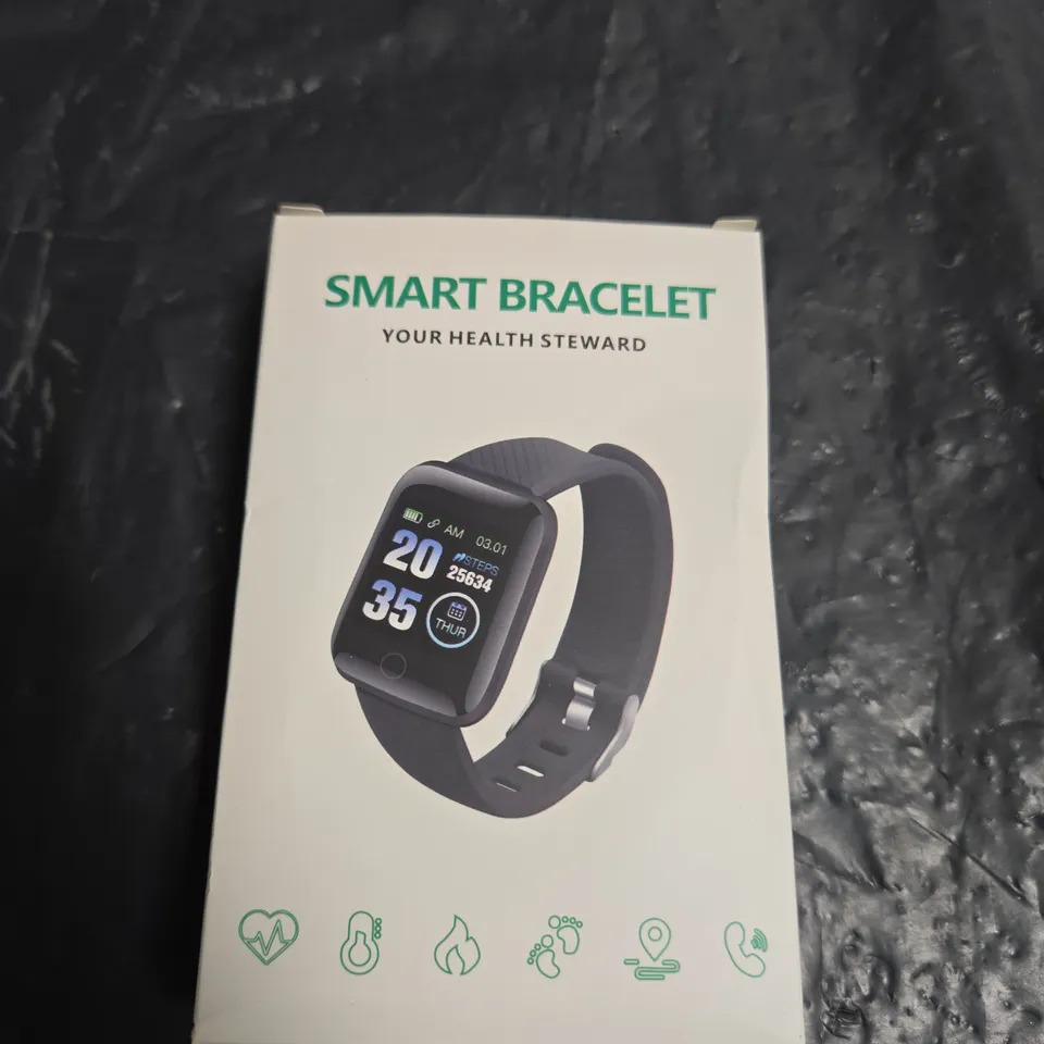 SMART BRACELET / SMARTWATCH WITH BLACK TPU STRAP (BOXED)
