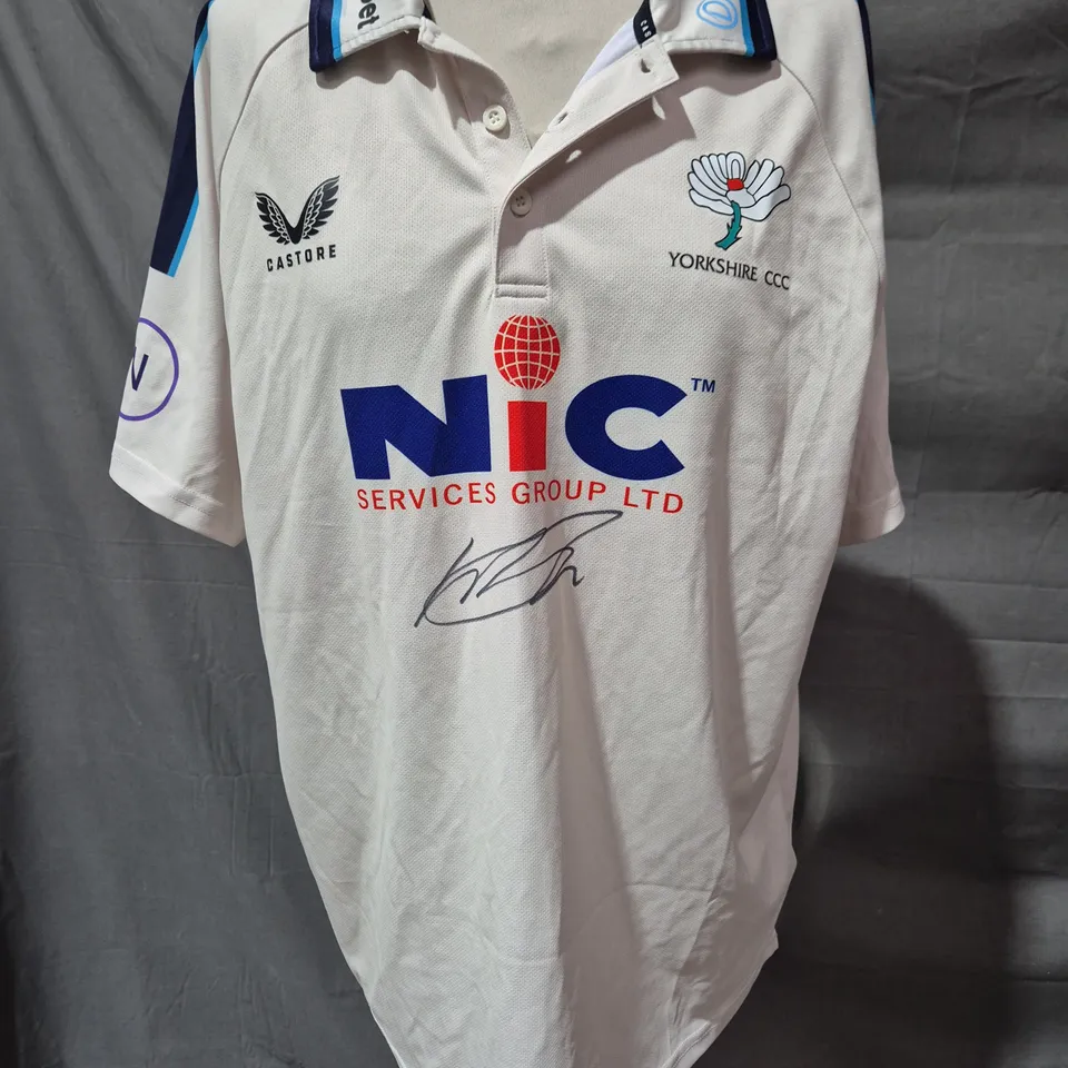 HARRY BROOK SIGNED YORKSHIRE CCC CRICKET JERSEY BY CASTORE SIZE MEDIUM