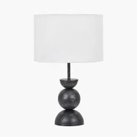 BOXED PACIFIC LIFESTYLE VALA WHITE TEXTURED FABRIC SHADE GRAPHITE METAL BALL TABLE LAMP