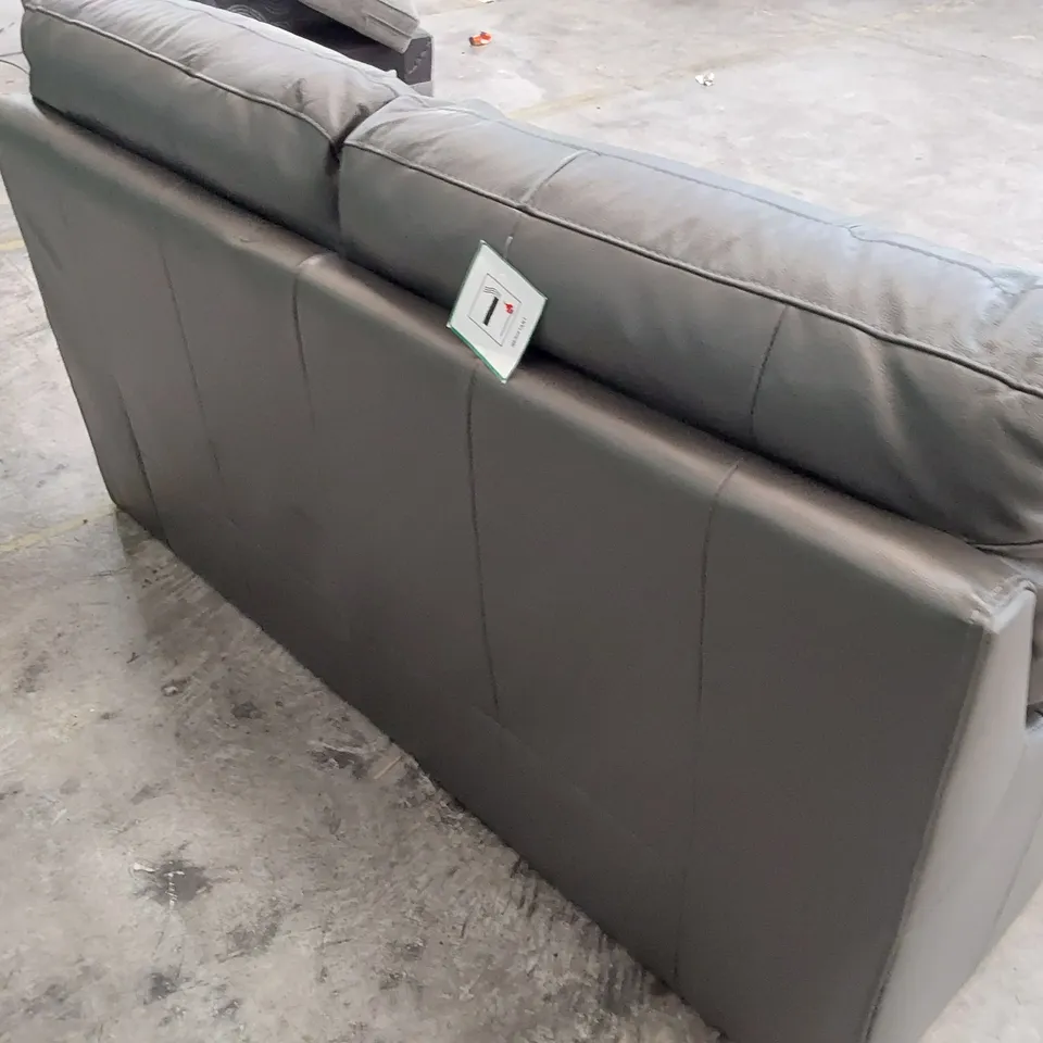 DESIGNER TWO SEATER SOFA GREY LEATHER 