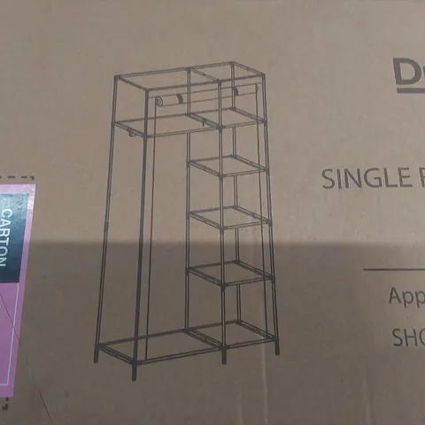 BOXED SINGLE FABRIC WARDROBE - GREY