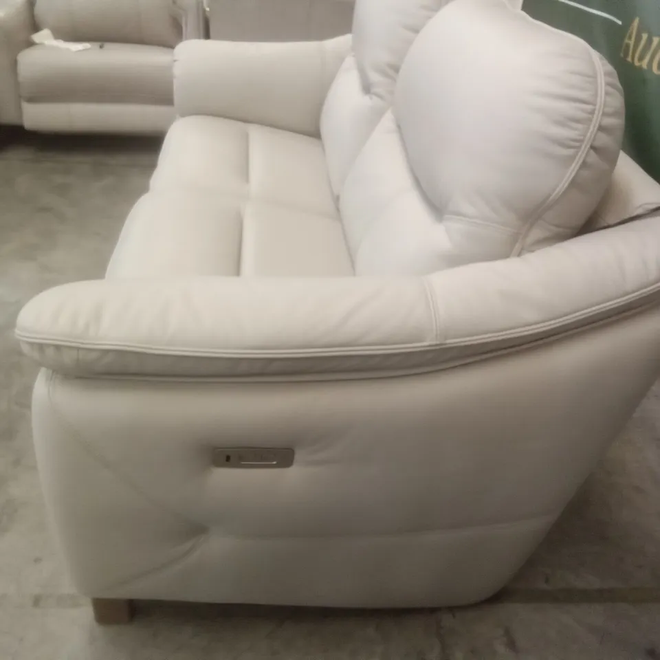 DESIGNER G PLAN MADE JACKSON 3 SEATER ELECTRIC RECLINER DBL SOFA - OXFORD PUTTY LEATHER 