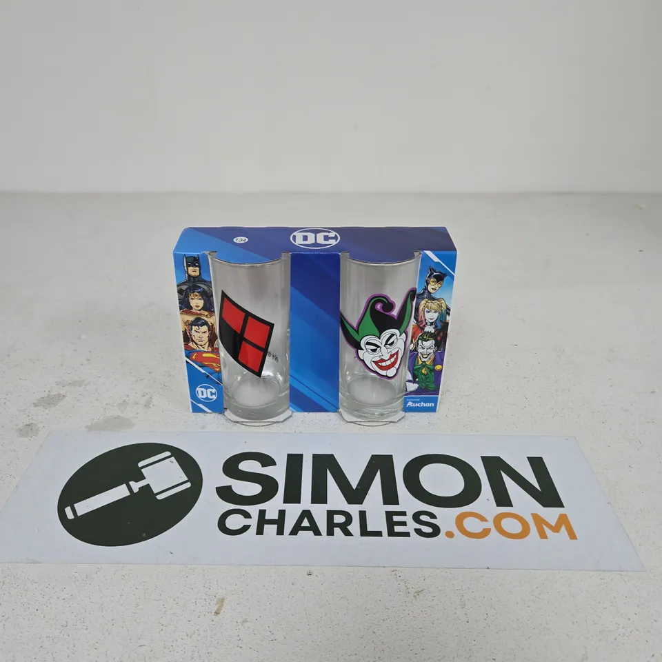 SET OF 2 DC JOKER AND HARLEY QUINN GLASSES