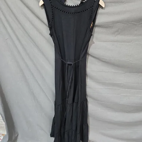BODEN WOMEN'S BLACK MAXI DRESS, UK 6P (PETITE) WITH TIE WAIST