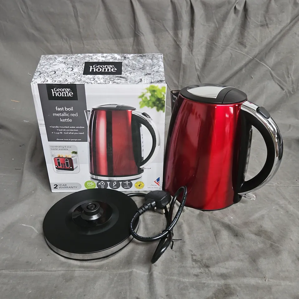 BOXED GEORGE HOME FAST BOIL METALLIC RED KETTLE RRP £30