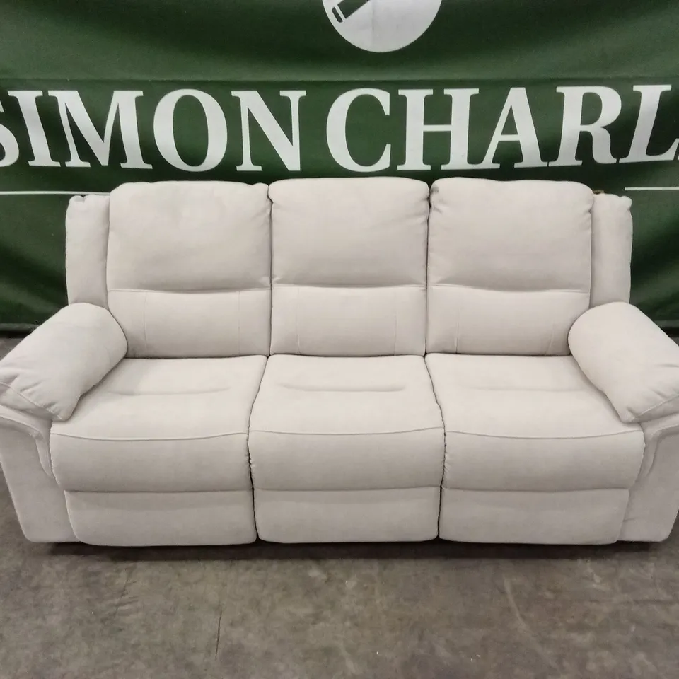 ALBION CHENILLE 3 SEATER HIGH BACK MANUAL RECLINER SOFA - GREY RRP £679