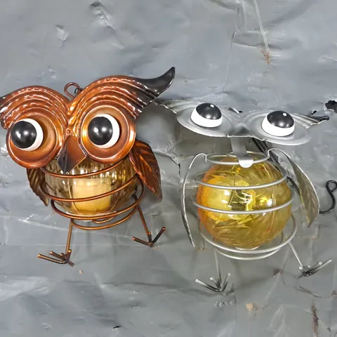 SET OF 2 DECORATIVE SOLAR OWL LIGHTS