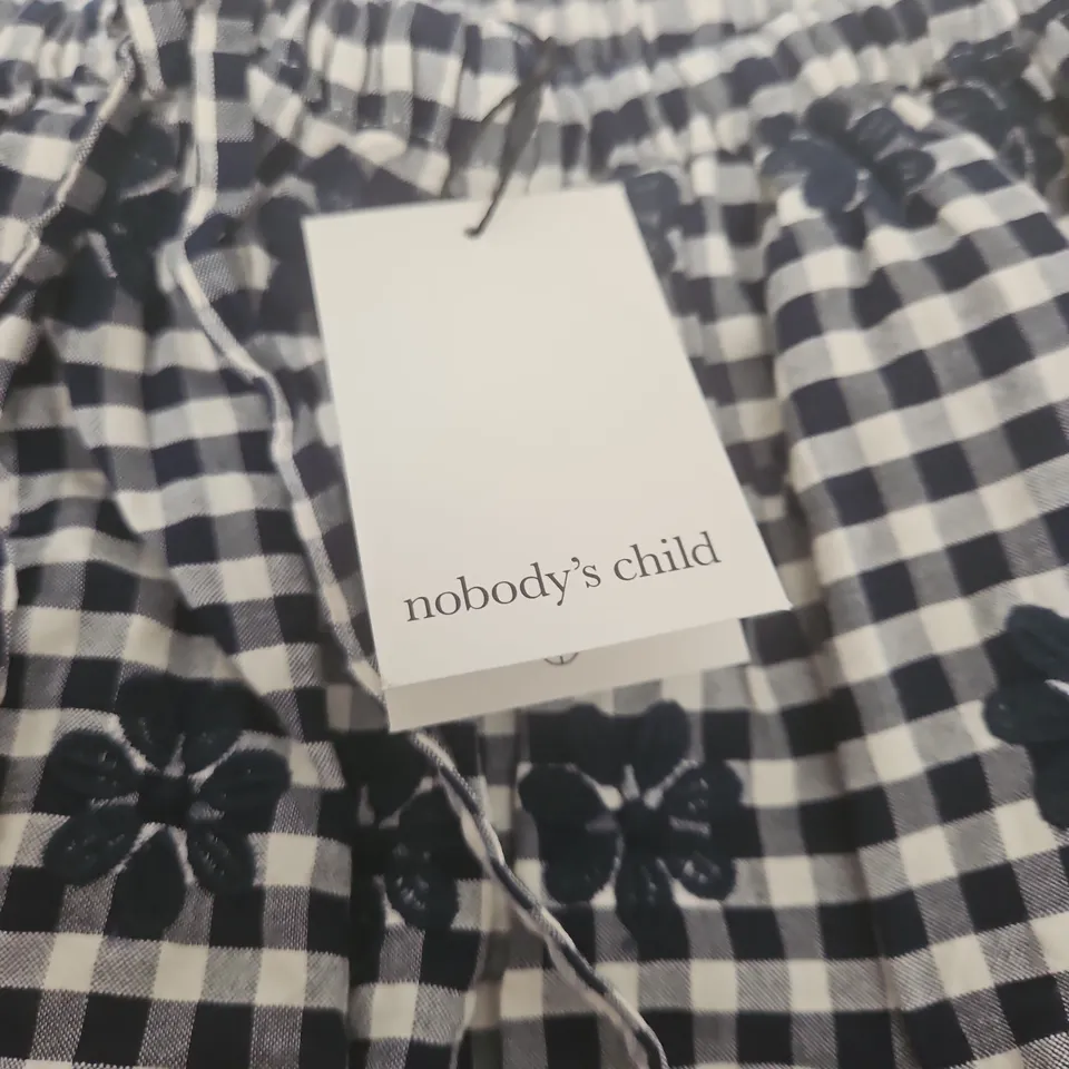 NOBODY'S CHILD NAPLES MIDI DRESS – NAVY GINGHAM, UK 12 