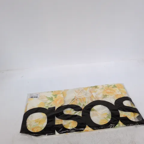 UK 14 ASOS DESIGN SQUARE NECK COTTON SATEEN MINI DRESS β YELLOW FLORAL PRINT