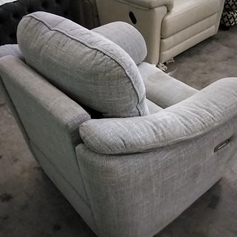 QUALITY BRITISH DESIGNED & MANUFACTURED G PLAN LIGHT GREY FABRIC ELECTRIC RECLINING ARMCHAIR