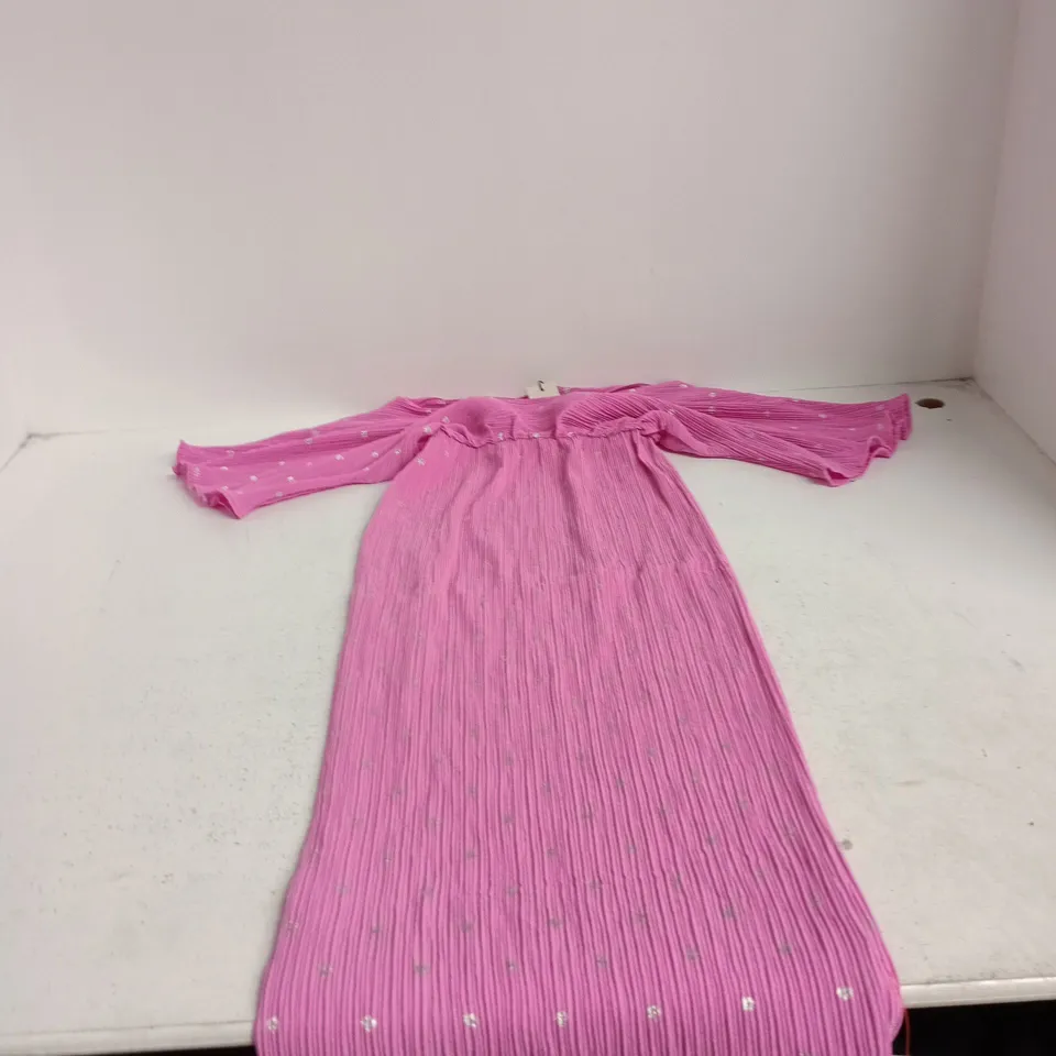 NEVER FULLY DRESSED PINK PLEATED DRESS – SIZE S – MADE IN ROMANIA