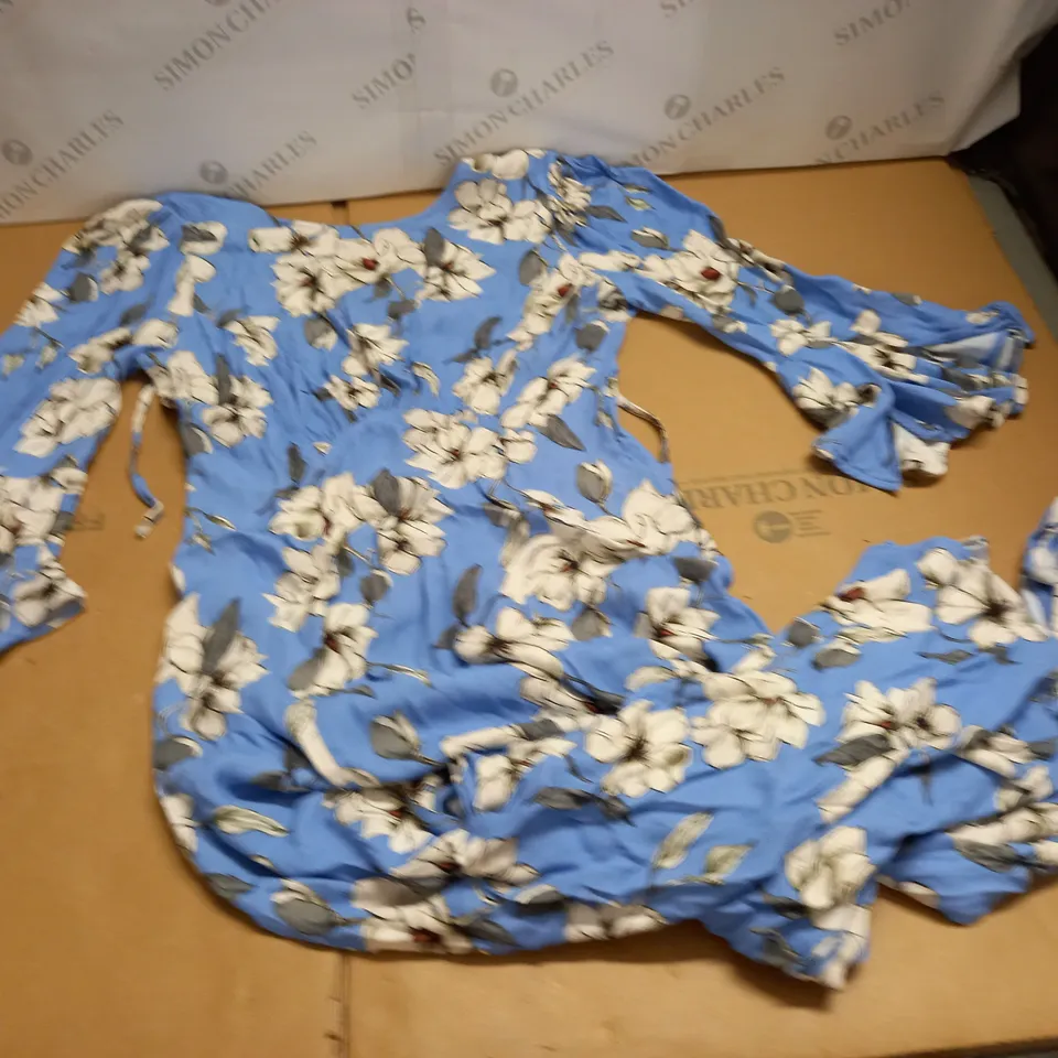 GHOST BLUE FLORAL LS DRESS - S