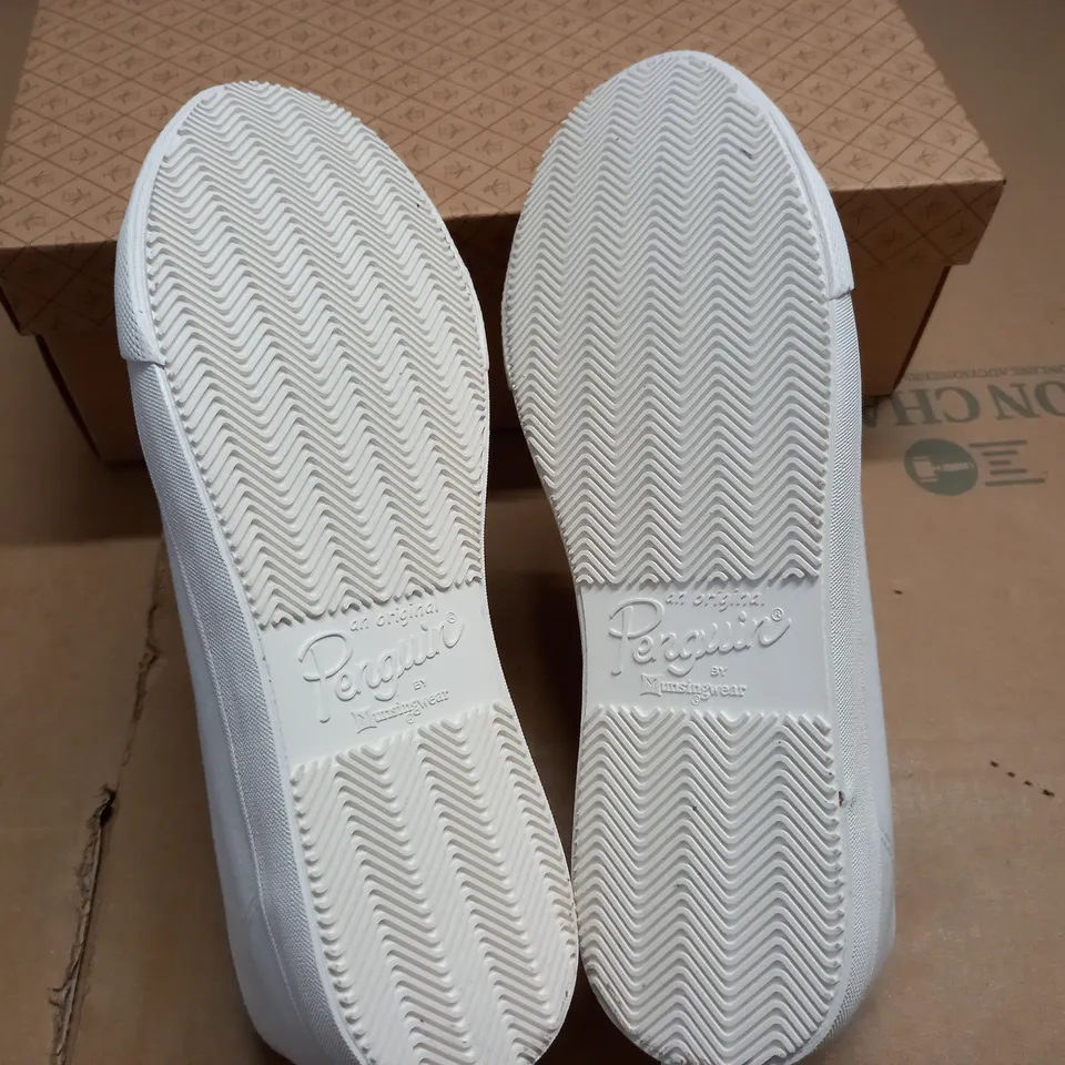 BOXED BRAND NEW PENGUIN WHITE TRAINERS  - UK 8