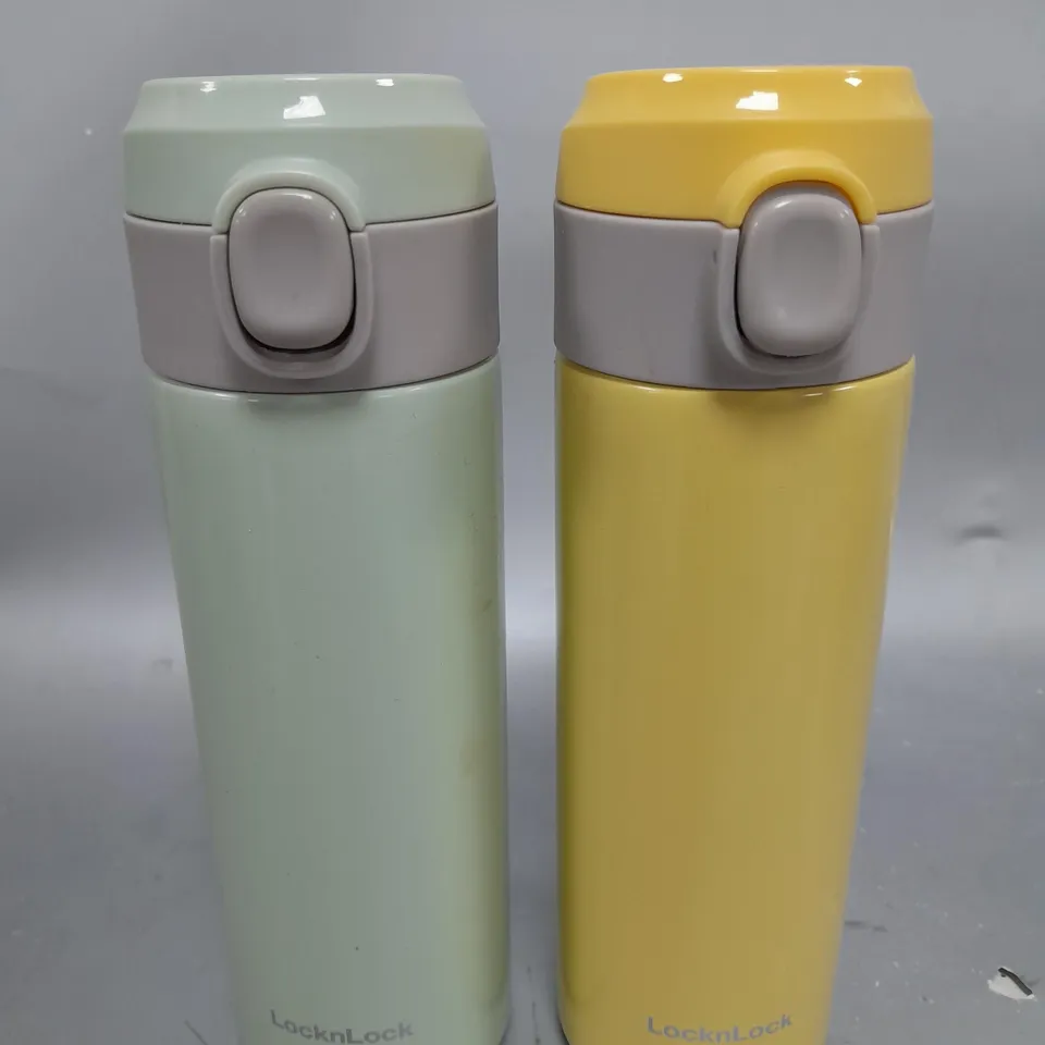 LOCK & LOCK SET OF 2 STAINLESS INSULATED DAILY POP PASTEL WATER BOTTLES