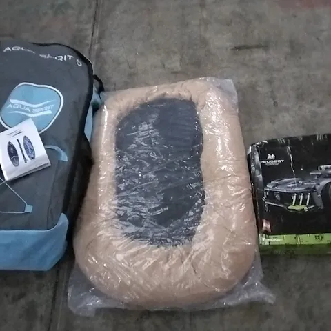 PALLET OF ASSORTED PRODUCTS TO INCLUDE; LEGO PEUGEO, PET BED, ISUP BARRACUDA BLUE AND FANCY DRESS PROPS