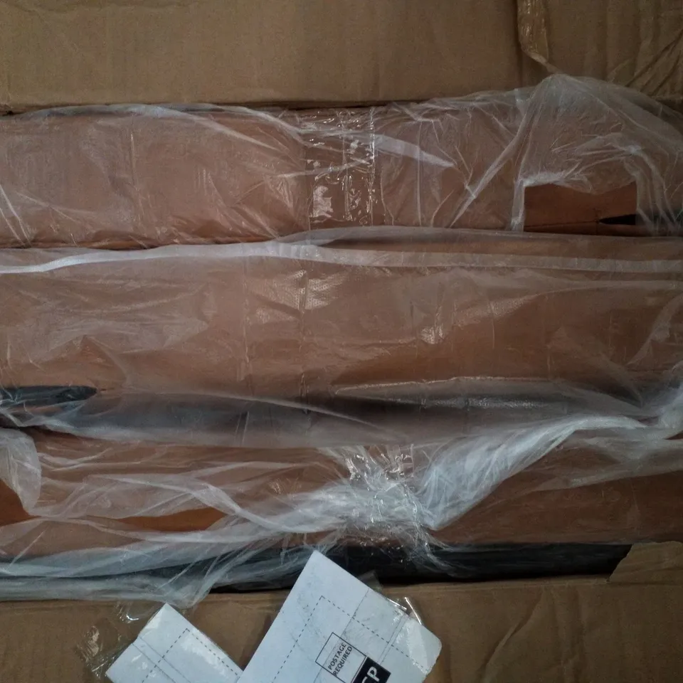 BOXED 3 FAUX LEATHER SOFA CUSHIONS (1 BOX, BOX 2 OF 2 ONLY)