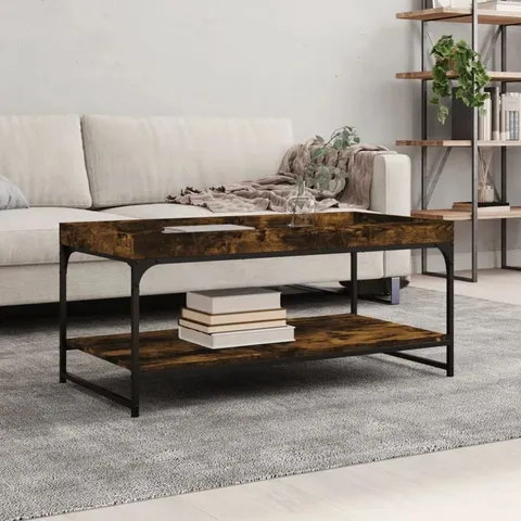BOXED MARIAUNA 4 LEGS COFFEE TABLE WITH STORAGE - SMOKED OAK (1 BOX)