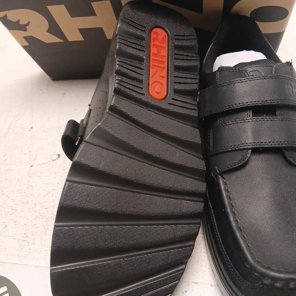 RHINO MISSION BLACK LEATHER SHOES – VELCRO, UK 9 (EU 43)