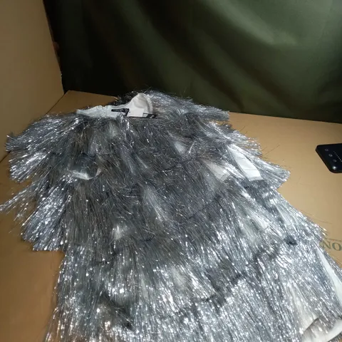 NASTY GAL SLEEVELESS SILVER SIZE 18 TINSEL MINI DRESS