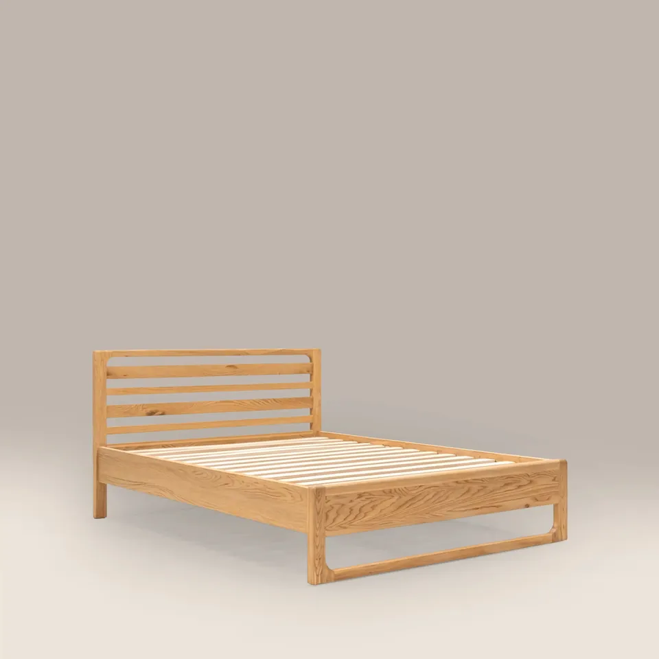 BOXED CRAFT WOODEN DOUBLE BED - OAK (2 BOXES)