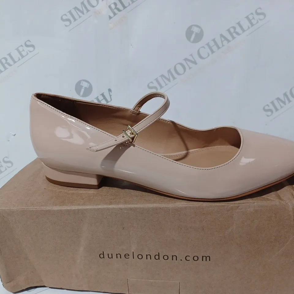 DUNE BLUSH PATENT FLAT MARY JANE BALLER - SIZE 6