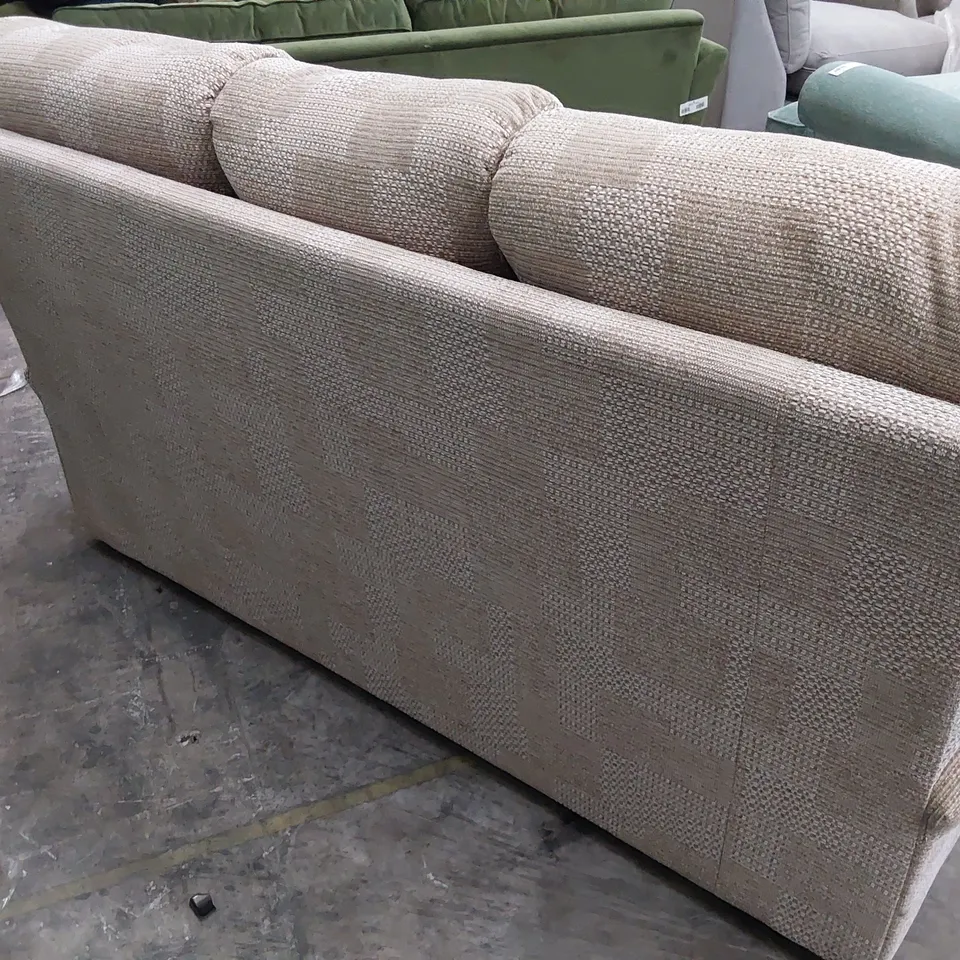 QUALITY BRITISH DESIGNER G PLAN THREE SEATER SOFA BEIGE FABRIC 