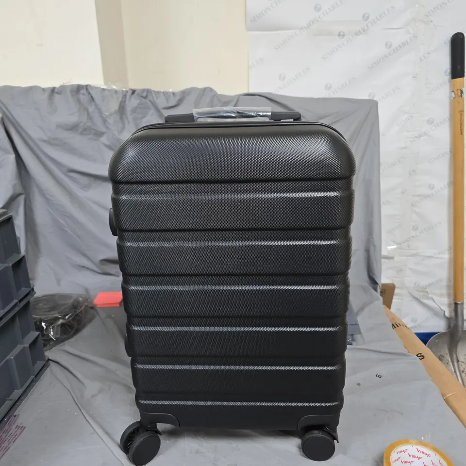 HARD-SHELL BLACK WHEELED SUITCASE WITH FOUR SPINNER WHEELS