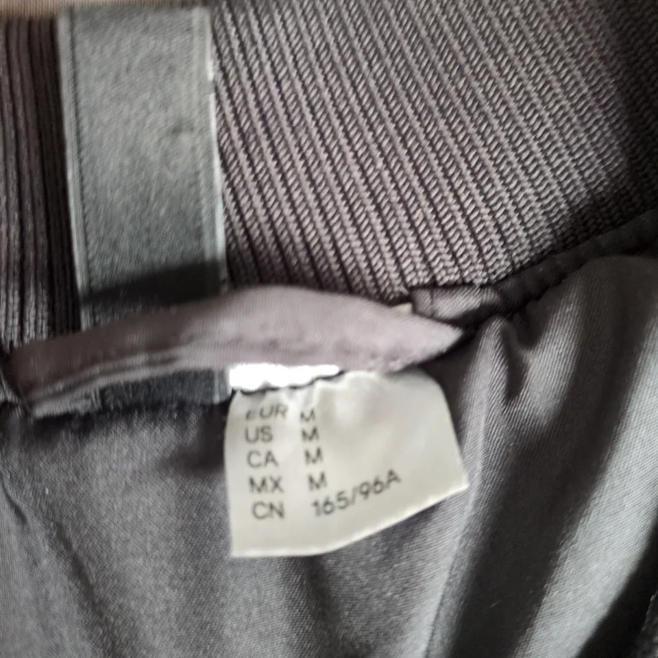 RACING BOMBER JACKET – BLACK WITH PINK TRIM, 'RACING THRILL SEEKER' MOTIF (US M, CN 165/96A)