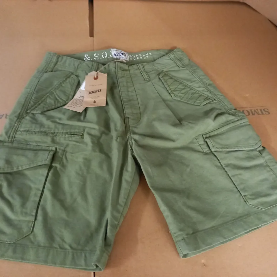 &SONS ARMY PLUS SHORTS GREEN - 32