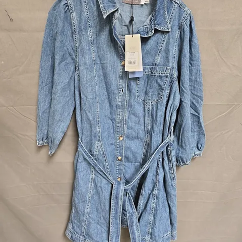 MINT VELVET DENIM MINI SHIRT DRESS - L