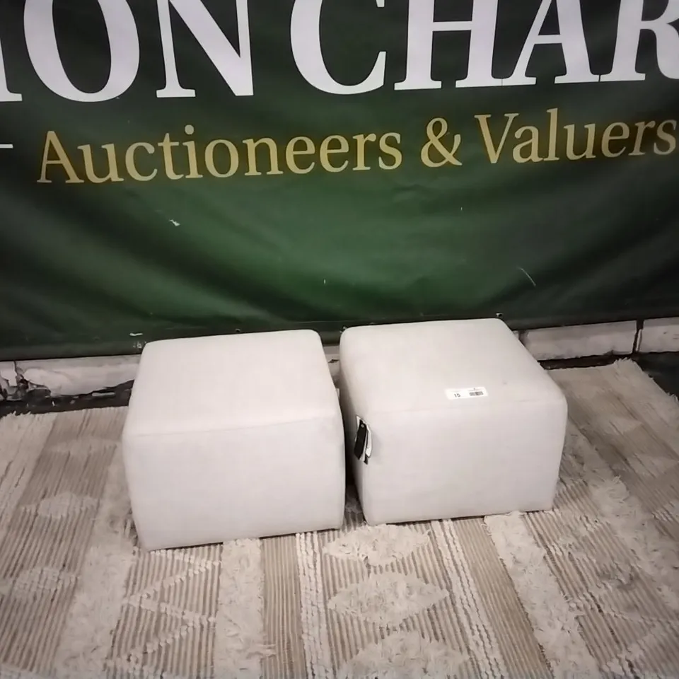 QUALITY ITALIAN MADE PAIR OF NATUZZI GREY FABRIC FOOTSTOOLS  RRP £950